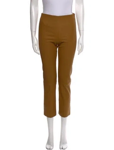Pre-owned By Malene Birger Lamb Leather Straight Leg Pants In Brown