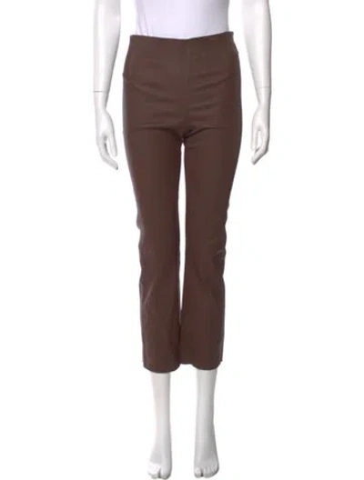 Pre-owned By Malene Birger Lamb Leather Straight Leg Pants In Brown