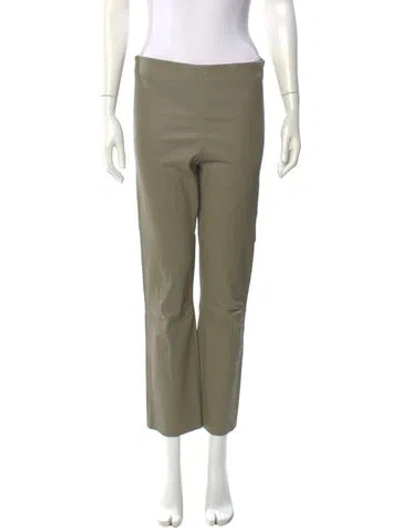 Pre-owned By Malene Birger Lamb Leather Straight Leg Pants In Green