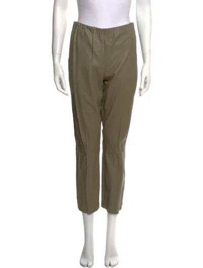 Pre-owned By Malene Birger Lamb Leather Straight Leg Pants In Green
