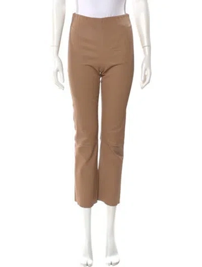 Pre-owned By Malene Birger Lamb Leather Straight Leg Pants In Neutral