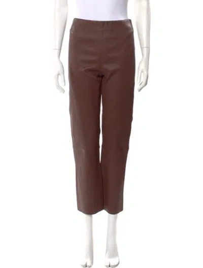 Pre-owned By Malene Birger Lamb Leather Straight Leg Pants W/ Tags In Brown