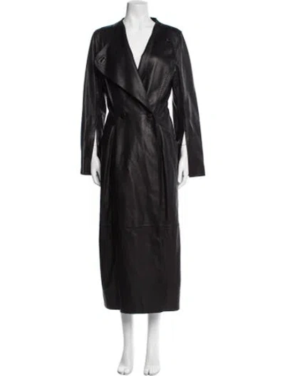 Pre-owned By Malene Birger Lamb Leather Trench Coat In Black