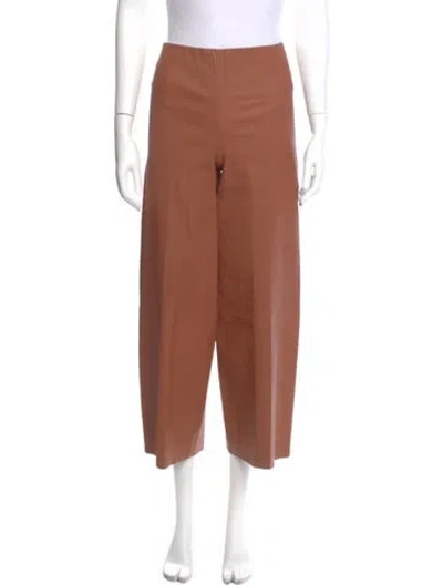 Pre-owned By Malene Birger Lamb Leather Wide Leg Pants In Brown