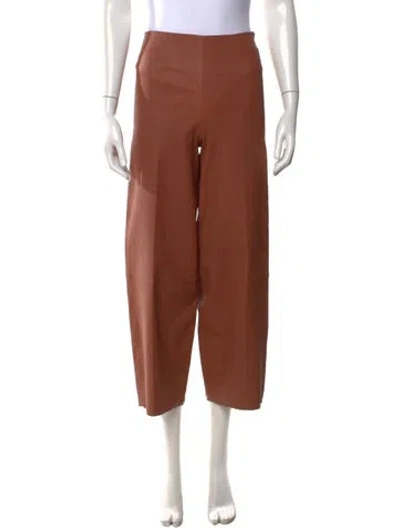 Pre-owned By Malene Birger Lamb Leather Wide Leg Pants In Brown