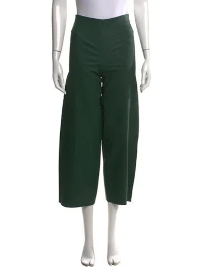 Pre-owned By Malene Birger Lamb Leather Wide Leg Pants In Green