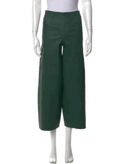 Pre-owned By Malene Birger Lamb Leather Wide Leg Pants In Green