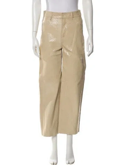 Pre-owned By Malene Birger Lamb Leather Wide Leg Pants In Neutral
