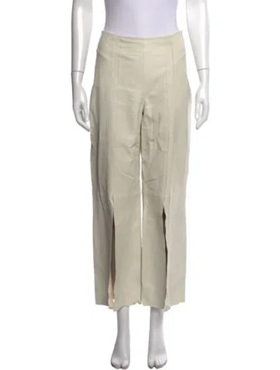 Pre-owned By Malene Birger Lamb Leather Wide Leg Pants In Neutrals