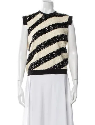 Pre-owned By Malene Birger Lambswool Striped Top In White
