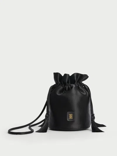 By Malene Birger Landinna Satin Bucket Bag In Black