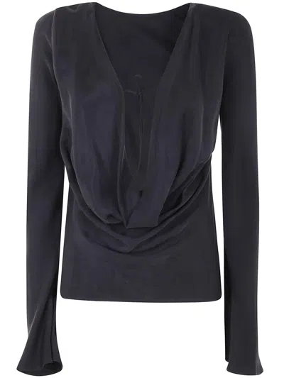 By Malene Birger Laura Shirt In Cupro And Viscose In Black