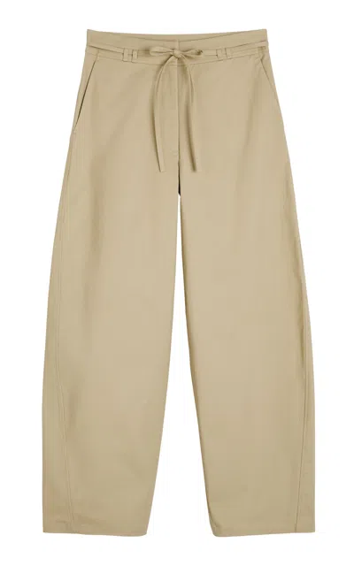 By Malene Birger Laurel Cotton-blend Trousers In Khaki