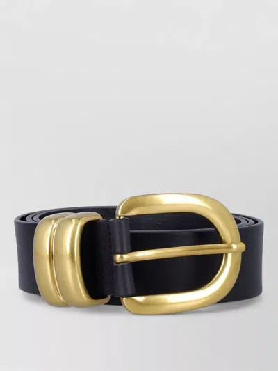 By Malene Birger Zoira Gold Curved Gold-tone Buckle Leather Belt In Blue