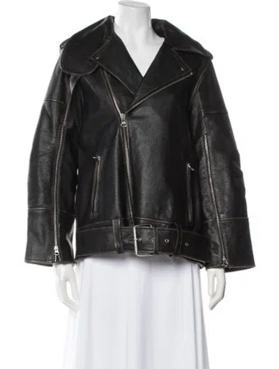 Pre-owned By Malene Birger Leather Biker Jacket In Black