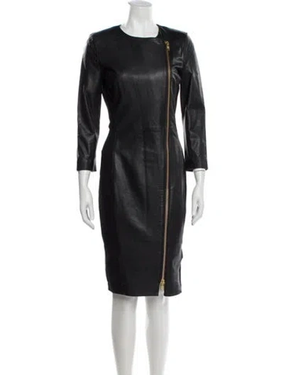 Pre-owned By Malene Birger Leather Coat In Gray