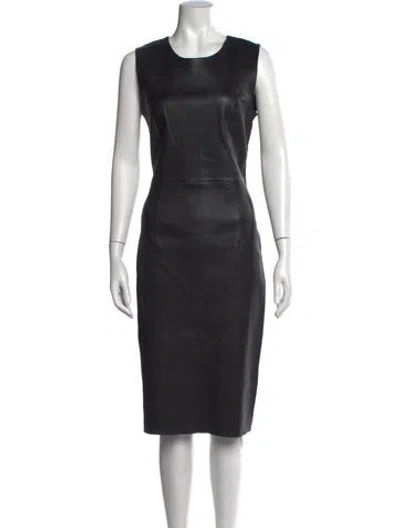 Pre-owned By Malene Birger Leather Knee-length Dress In Black
