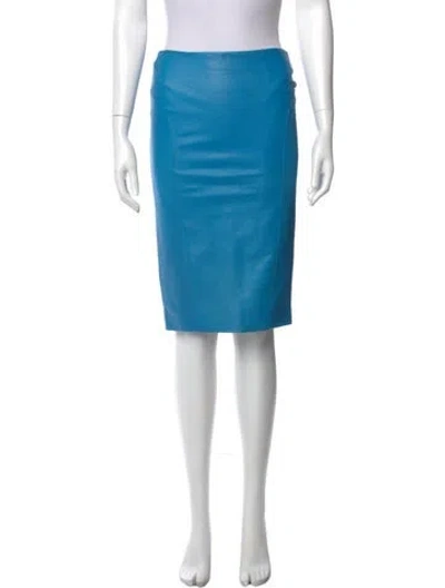 Pre-owned By Malene Birger Leather Knee-length Skirt In Blue