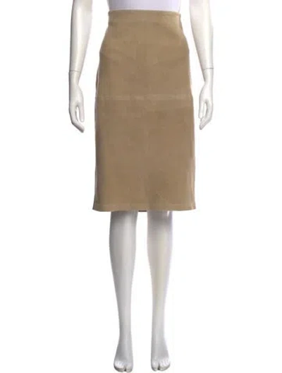 Pre-owned By Malene Birger Leather Knee-length Skirt In Neutral