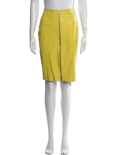 Pre-owned By Malene Birger Leather Knee-length Skirt In Yellow