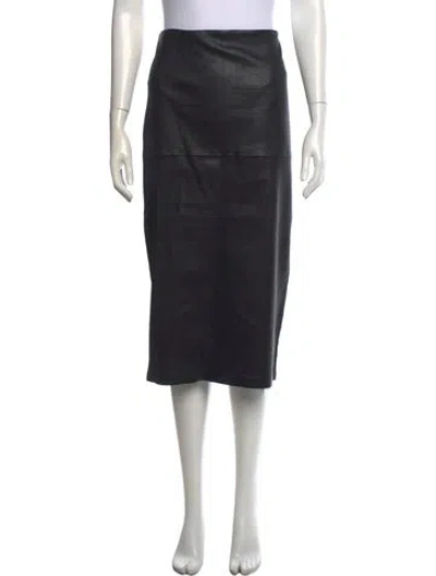 Pre-owned By Malene Birger Leather Midi Length Skirt In Black