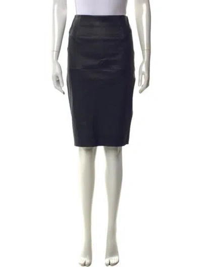 Pre-owned By Malene Birger Leather Midi Length Skirt In Blue