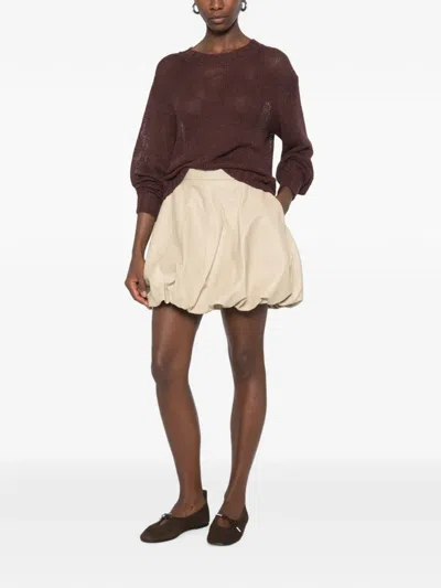 By Malene Birger Leather Mini Skirt In Brown