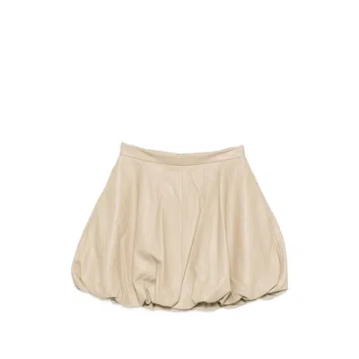 By Malene Birger Leather Mini Skirt In Neutral