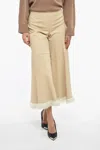 By Malene Birger Leather Muriell Cut-out Pants With Fur On The Hem In Brown