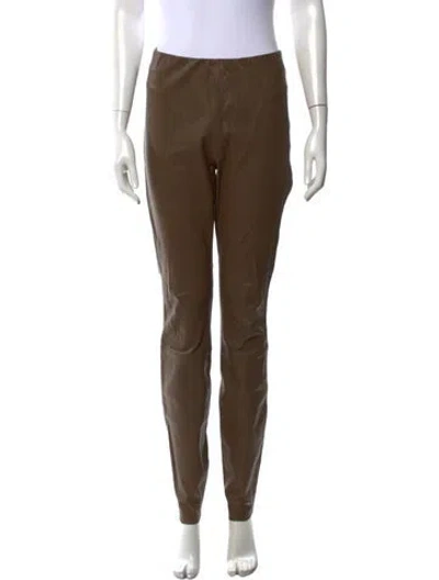 Pre-owned By Malene Birger Leather Skinny Leg Pants In Brown