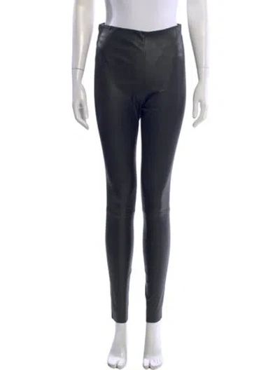 Pre-owned By Malene Birger Leather Skinny Leg Pants In Gray