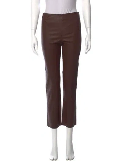 Pre-owned By Malene Birger Leather Straight Leg Pants In Brown