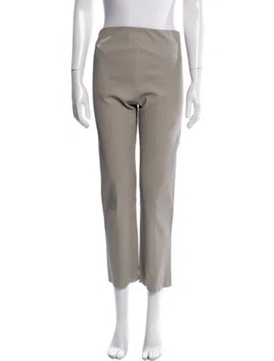 Pre-owned By Malene Birger Leather Straight Leg Pants In Neutral