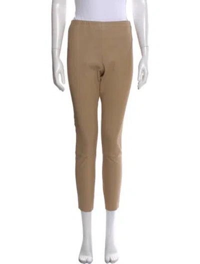 Pre-owned By Malene Birger Leather Straight Leg Pants In Neutral