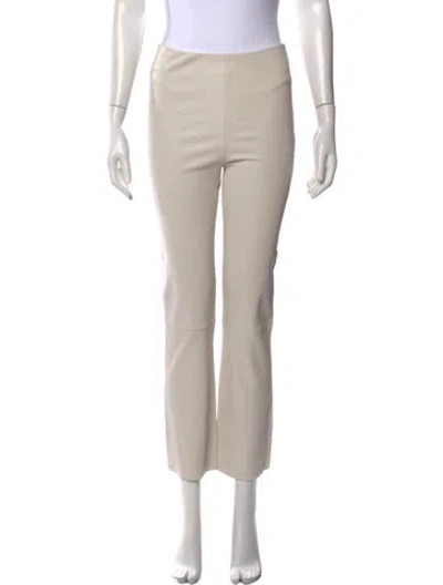 Pre-owned By Malene Birger Leather Straight Leg Pants In Neutral