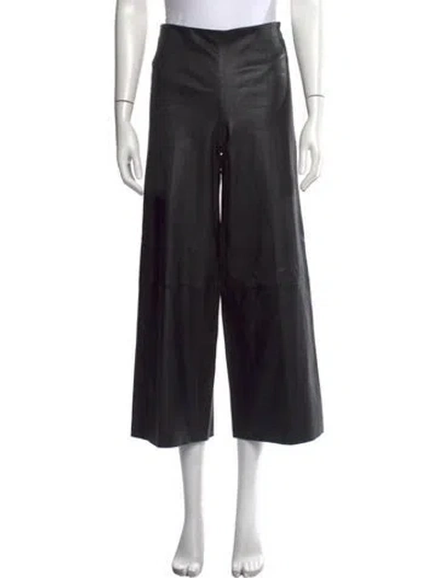 Pre-owned By Malene Birger Leather Wide Leg Pants In Black
