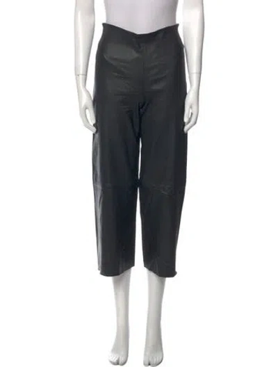 Pre-owned By Malene Birger Leather Wide Leg Pants In Black