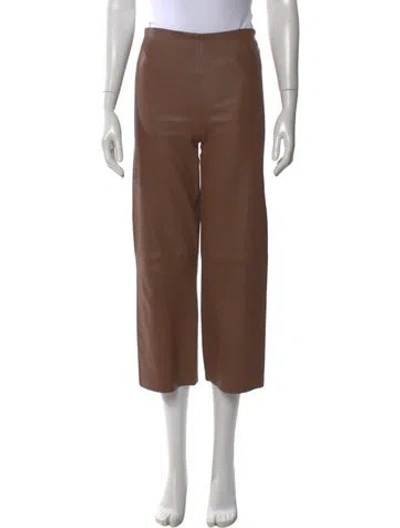 Pre-owned By Malene Birger Leather Wide Leg Pants In Brown