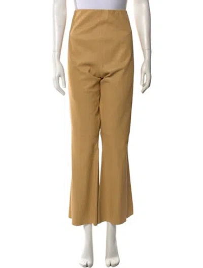 Pre-owned By Malene Birger Leather Wide Leg Pants In Neutral