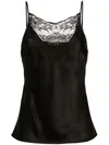 By Malene Birger Lace-trimmed Satin Top With Spaghetti Straps In Black