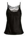 By Malene Birger Lace-trimmed Satin Top With Spaghetti Straps In Black