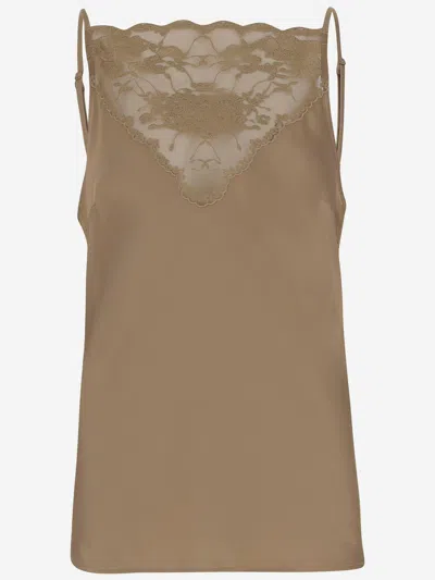 By Malene Birger Leeba Top With Lace In Brown