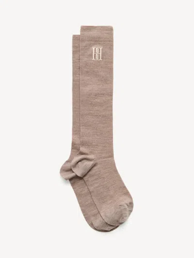 By Malene Birger Leiano Long Wool-blend Socks In Brown