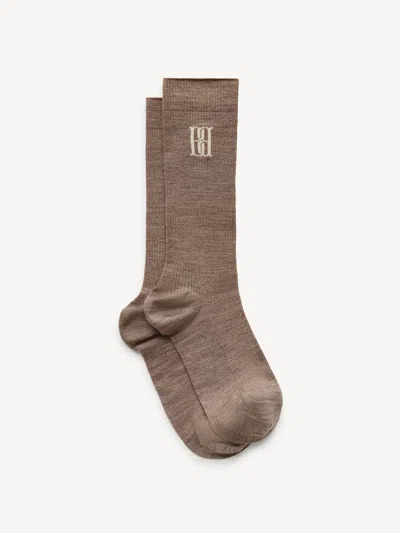 By Malene Birger Leiano Wool-blend Socks In Warm Brown