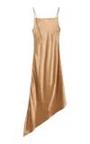 By Malene Birger Leviana Asymmetric Satin Midi Slip Dress In Toasted Coconut