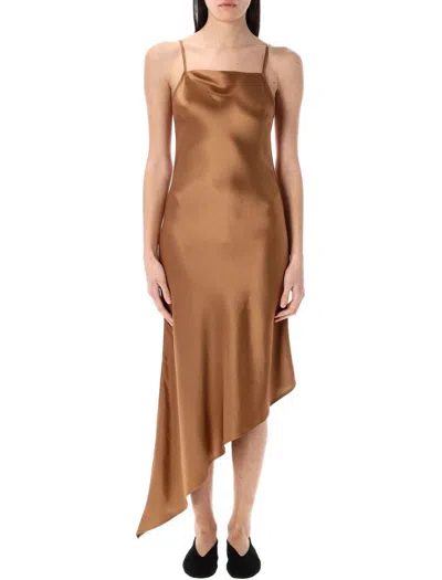 By Malene Birger Leviana Slip Dress Asymmetrical Hemline In Toasted Coconut