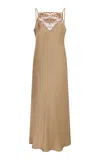 By Malene Birger Libbie Lace-trimmed Satin Midi Dress In Bronze