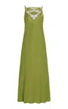 By Malene Birger Libbie Lace-trimmed Satin Midi Dress In Green