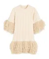 By Malene Birger Lina Shearling-trimmed Knit Cotton Mini Dress
