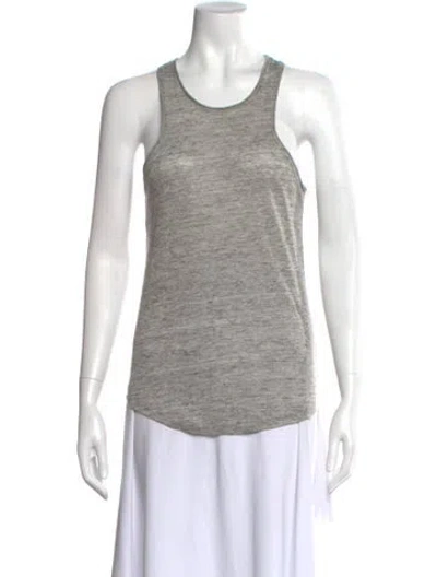 Pre-owned By Malene Birger Linen Crew Neck Top W/ Tags In Gray